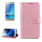 For Galaxy J5 (2016) / J510 Roses Pressed Flowers Pattern Flip Leather Case with Holder & Card Slots & Wallet